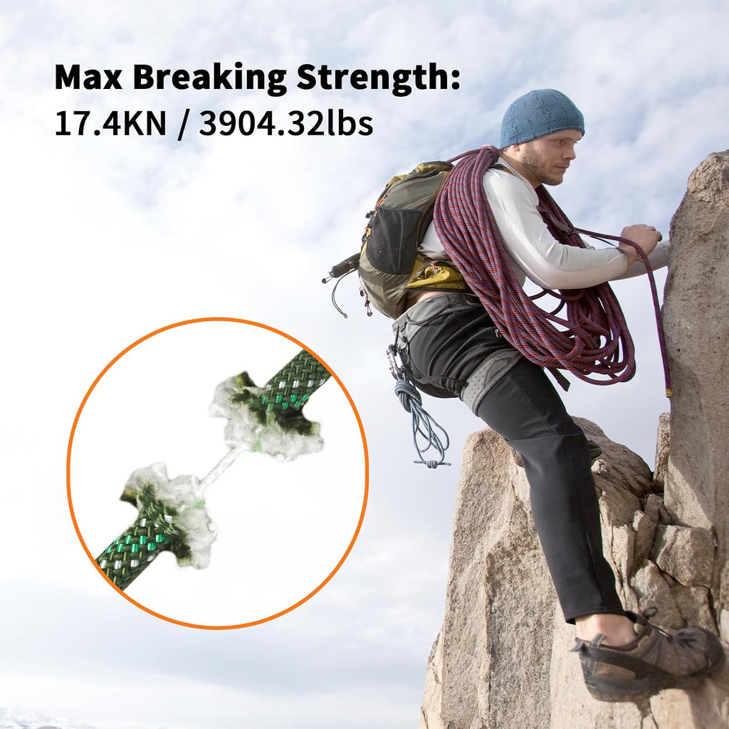 8.5mm Static Climbing Rope, Outdoor Rock Climbing Ropes, Heavy Duty Rappelling Rope for Fire Rescue, Escape