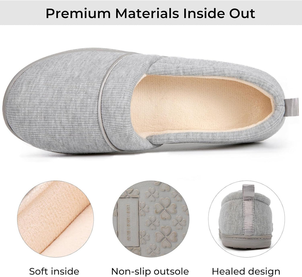 Women's Comfy Loafer Slippers Memory Foam Non-slip House Shoes | Indoor,outdoor,memory foam,lightweight,soft terry