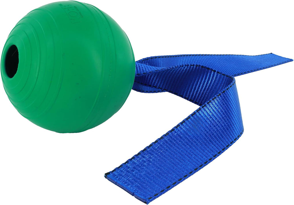 KoreFlex Ball & Tail - Horse-Equine Toy, 4.75" Green Ball, Shape Maintaining Rubber, Durable Strap, Treat Stuffing