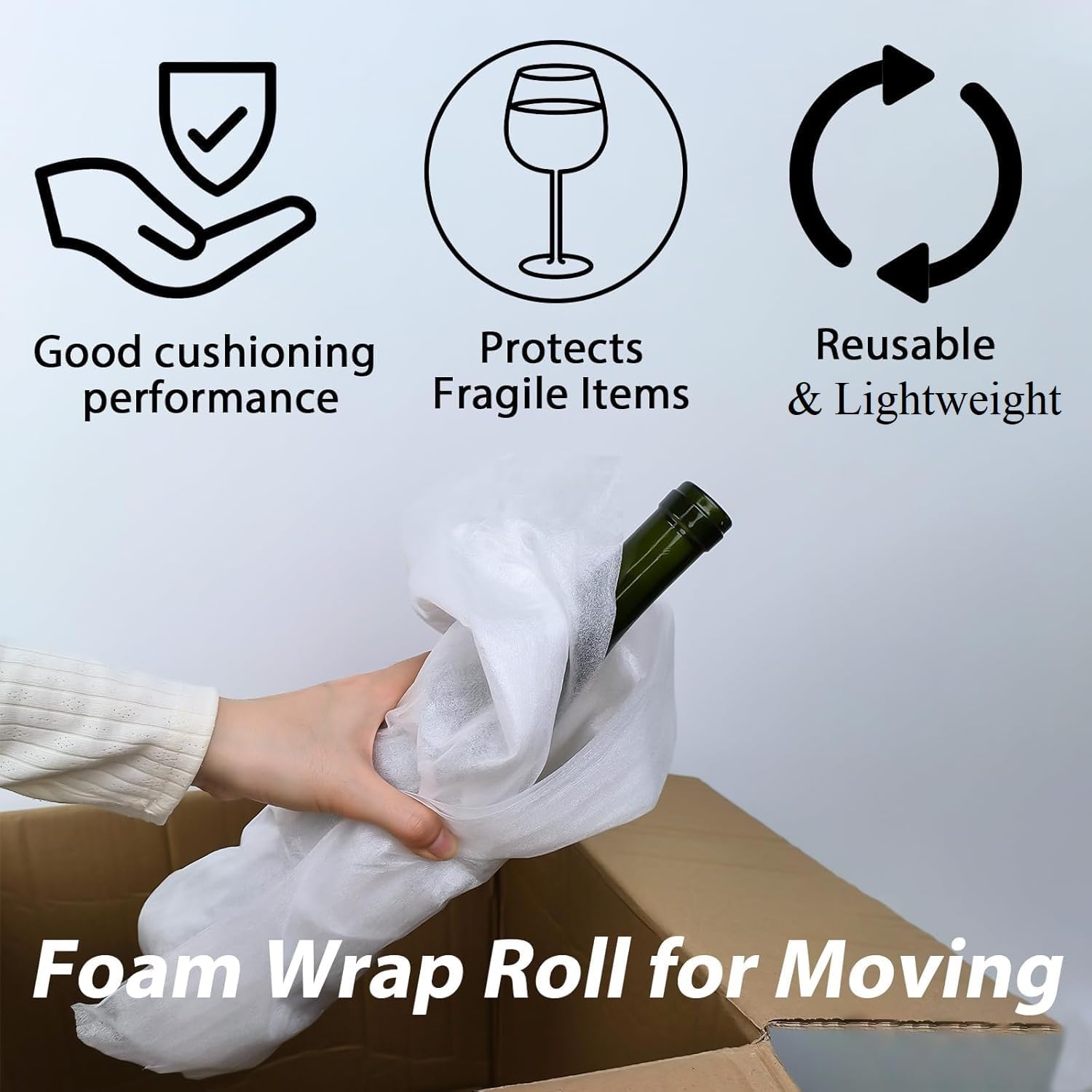 Packing Foam Roll for Moving 10 Inch Wide x 100FT Cushion Foam Wrap Roll for Moving Supplies and Fragile Items