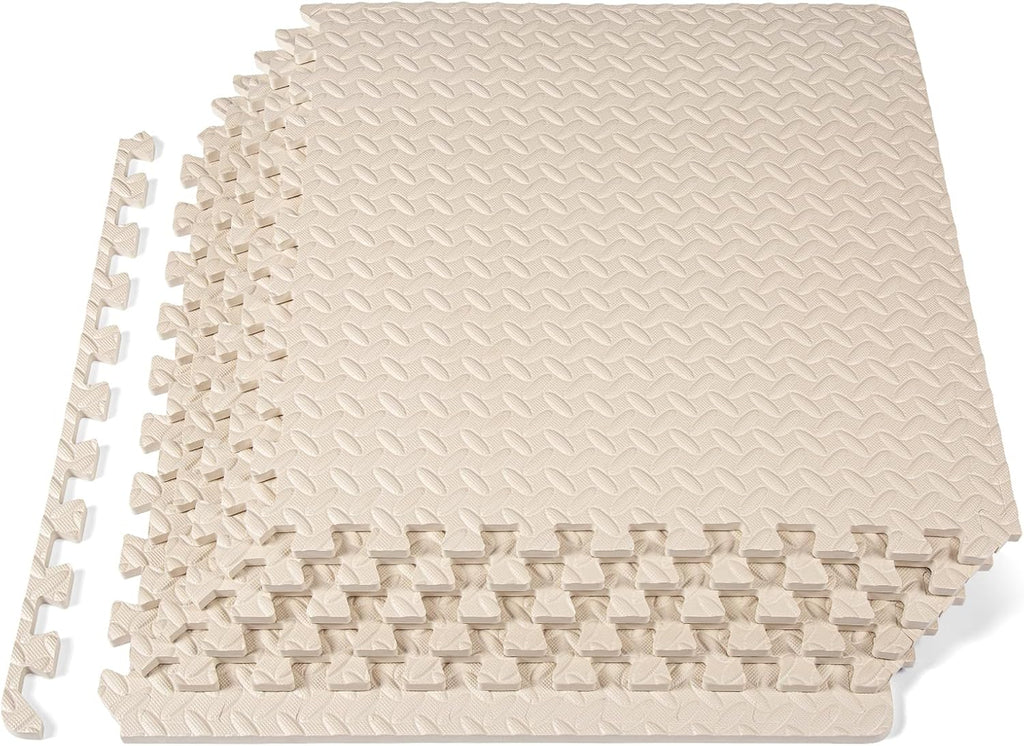 Fit Exercise Puzzle Mat 1/2-inch, EVA Interlocking Foam Floor Tiles for Home Gym, Workout Equipment, Kids Play Areas