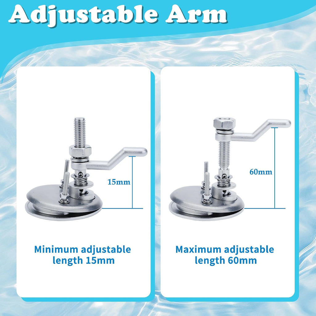 Boat Cam Latch, Marine 316 Stainless Steel Boat Hatch Latch with Back Plate, Flush Pull Handle & Adjustable Arm Includes Installation Screws Marine Hatch Deck Hardware for Ships, Yachts, RVs 1pcs/2pcs