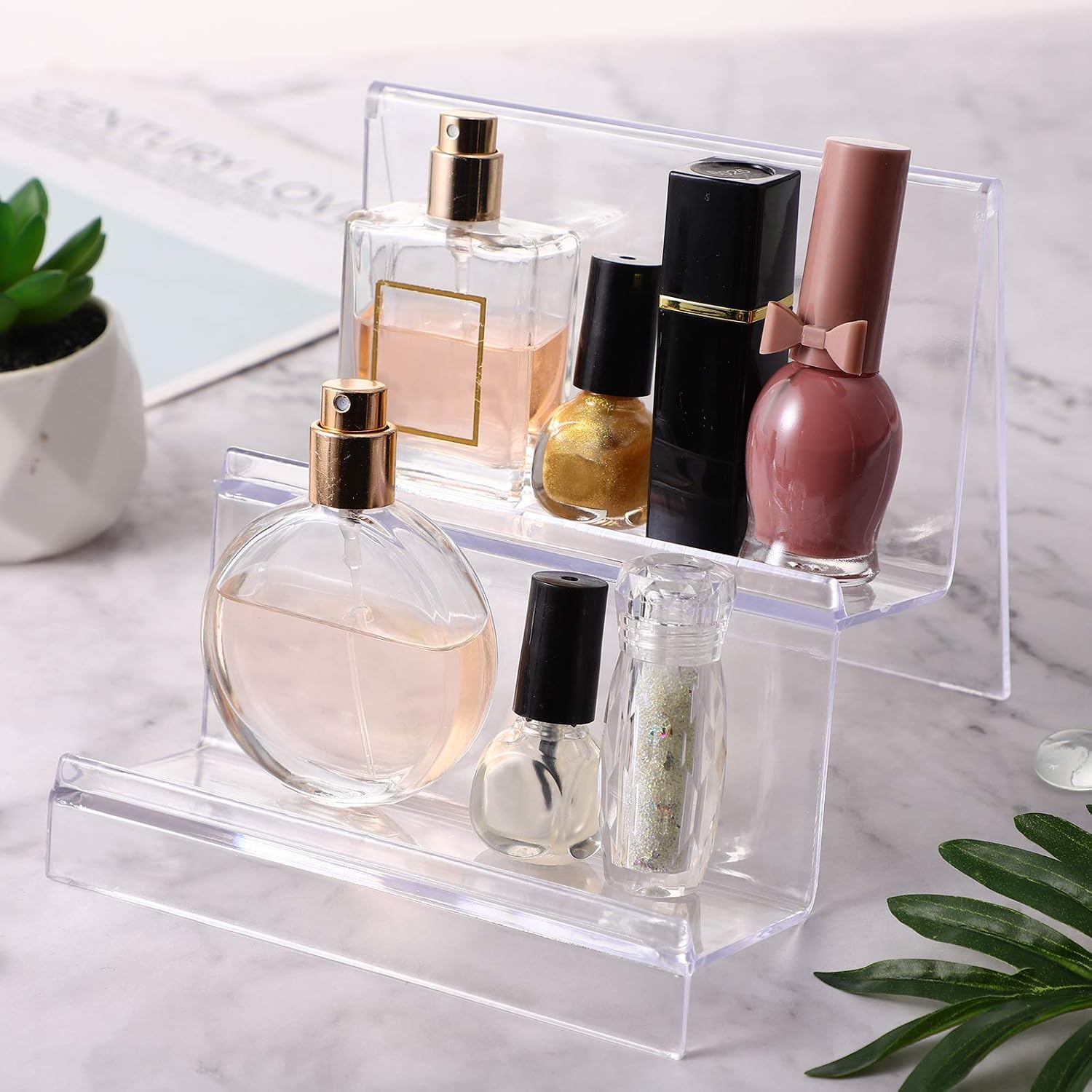 Clear Acrylic Purse Display Stand Holder Wallet Stand 2 Tier Handbag Purse Display Stand Glasses Holder Jewelry