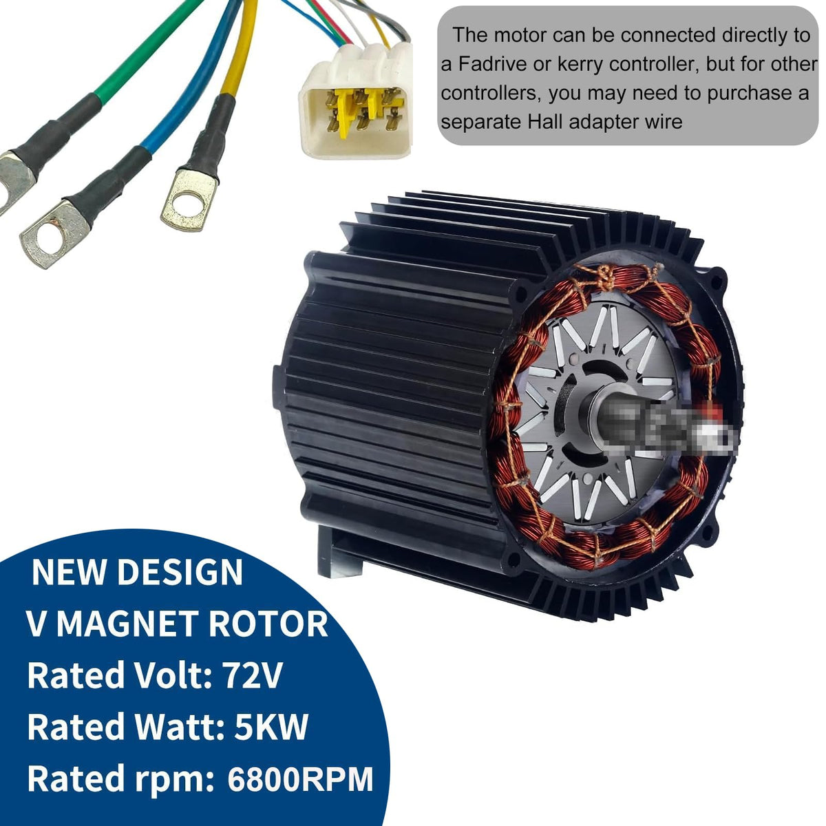 Electric Brushless DC Motor 72V 5000W Peak 8000RPM Scooter Motor KR5V V2