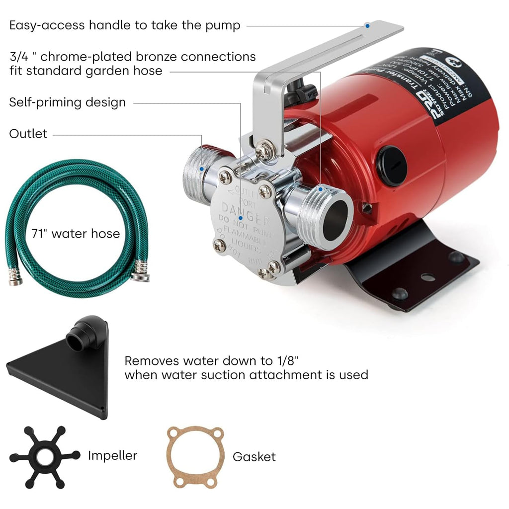 Prostormer 1/10HP 350GPH 12V DC Utility Pump