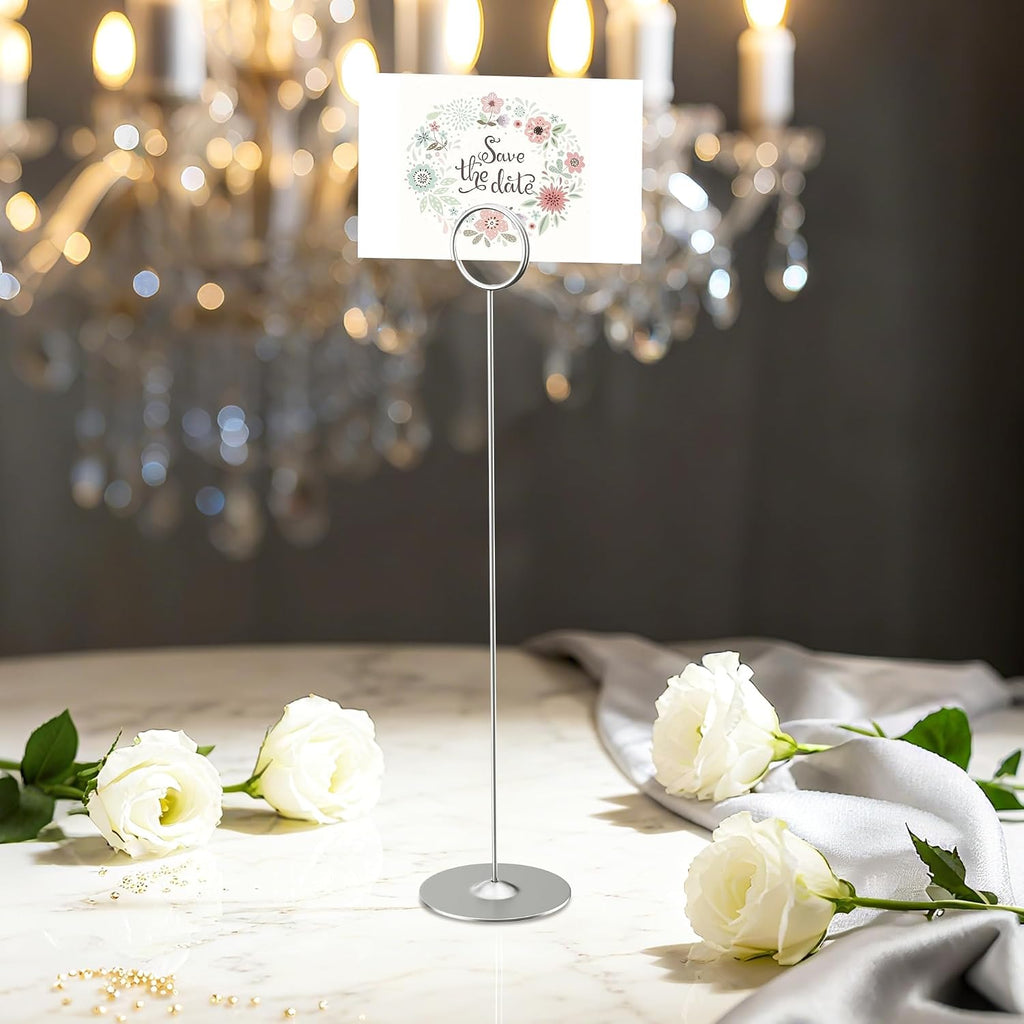 16PK Place Card Holders 12 Inch Table Number Holders Table Card Holders Steel Card Holders for