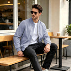 Men’s Lightweight Bomber Jacket Casual Full Zip Spring Fall Windbreaker Coat with Pockets Light Gray M