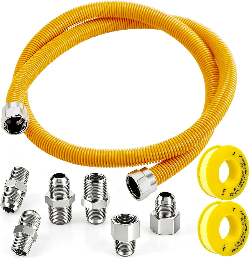 UPGRADED 48" Dryer Gas Line Kit for Gas Dryer Stove Range 5/8" OD(1/2" ID)