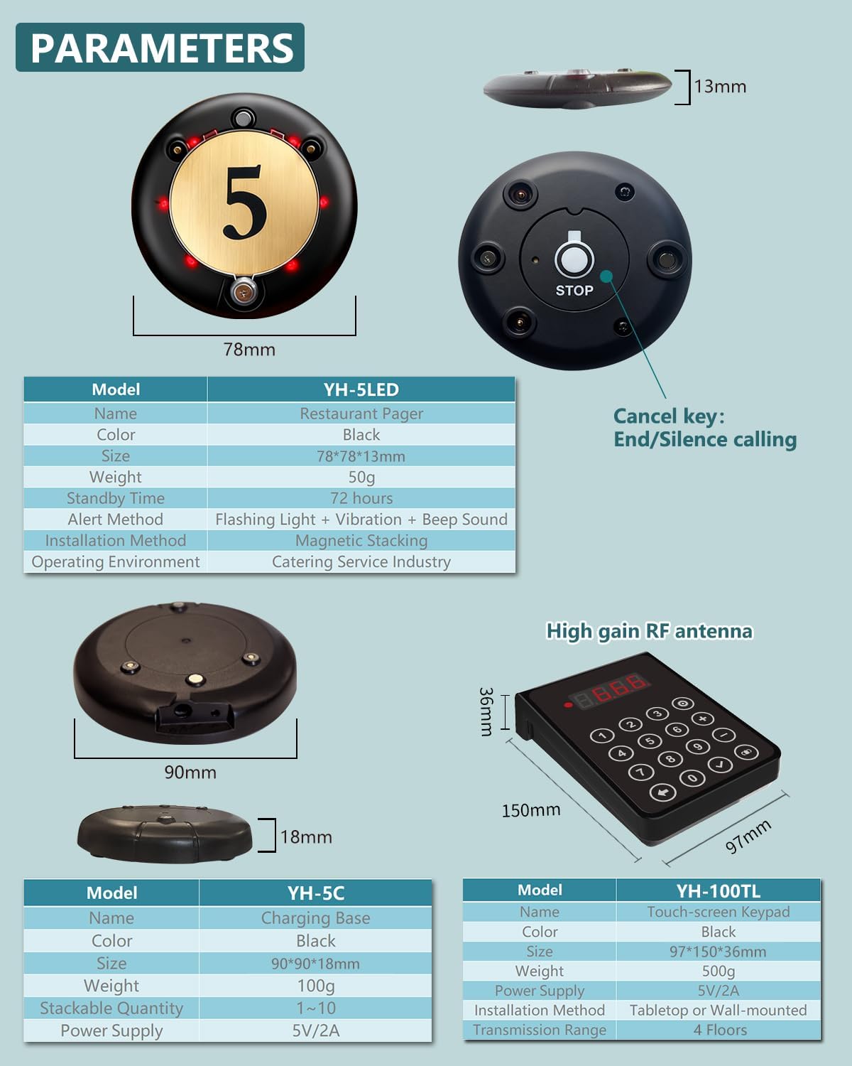 Restaurant Pager System Coaster Pager for Food Truck