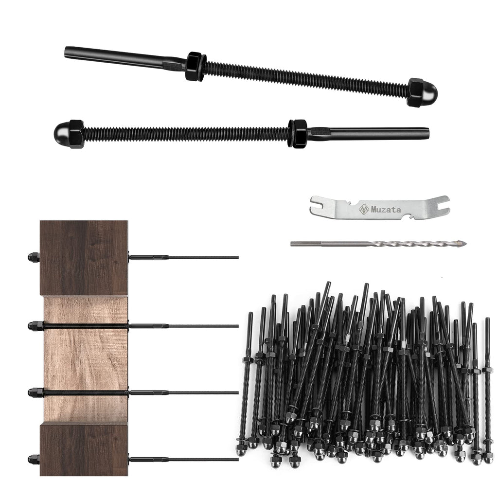 60Pack Black Cable Railing Hardware 6" Threaded Stud Tensioner CR39