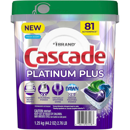 Cascade Platinum Dishwasher Detergent Powder 92 Fresh Scent ActionPacs Net Wt 51.2 Ounce