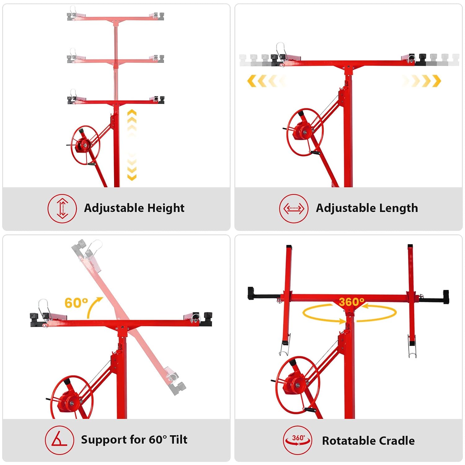 11FT Drywall Lift, Drywall Jack Lift for Ceiling | 360° Adjustable Drywall Panel Hoist, 150LBS Heavy Duty Drywall