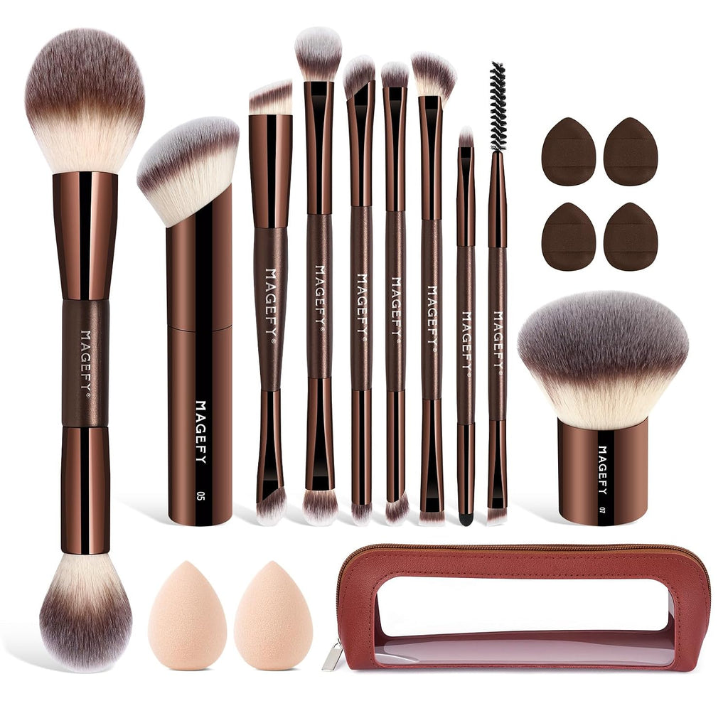 Makeup Brushes MAGEFY Travel Makeup Brush Set Professional Make Up Brushes for Powder Concealers Eye Shadows Eyebrow