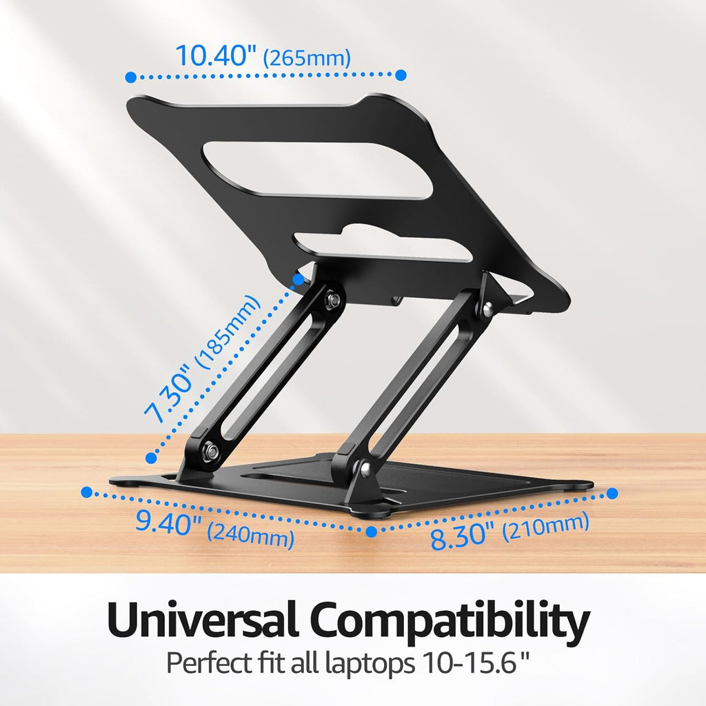 Aluminum Laptop Stand, Portable Laptop Riser, Adjustable Laptop Stand for Desk Foldable, Ergonomic Computer Notebook