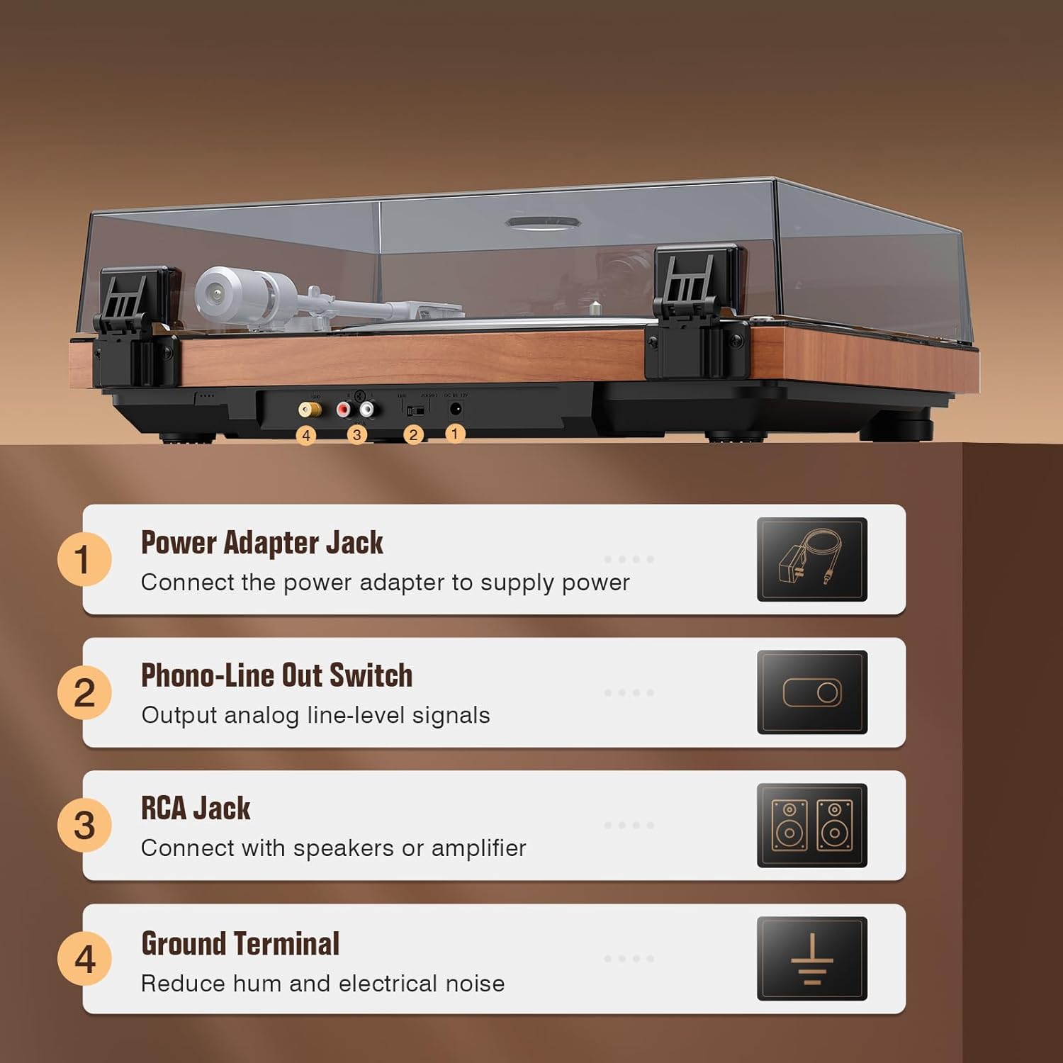 1 BY ONE Fully Automatic Belt-Drive Turntable, Wireless Vinyl Record Player | Automatic Repeat Function, Remote