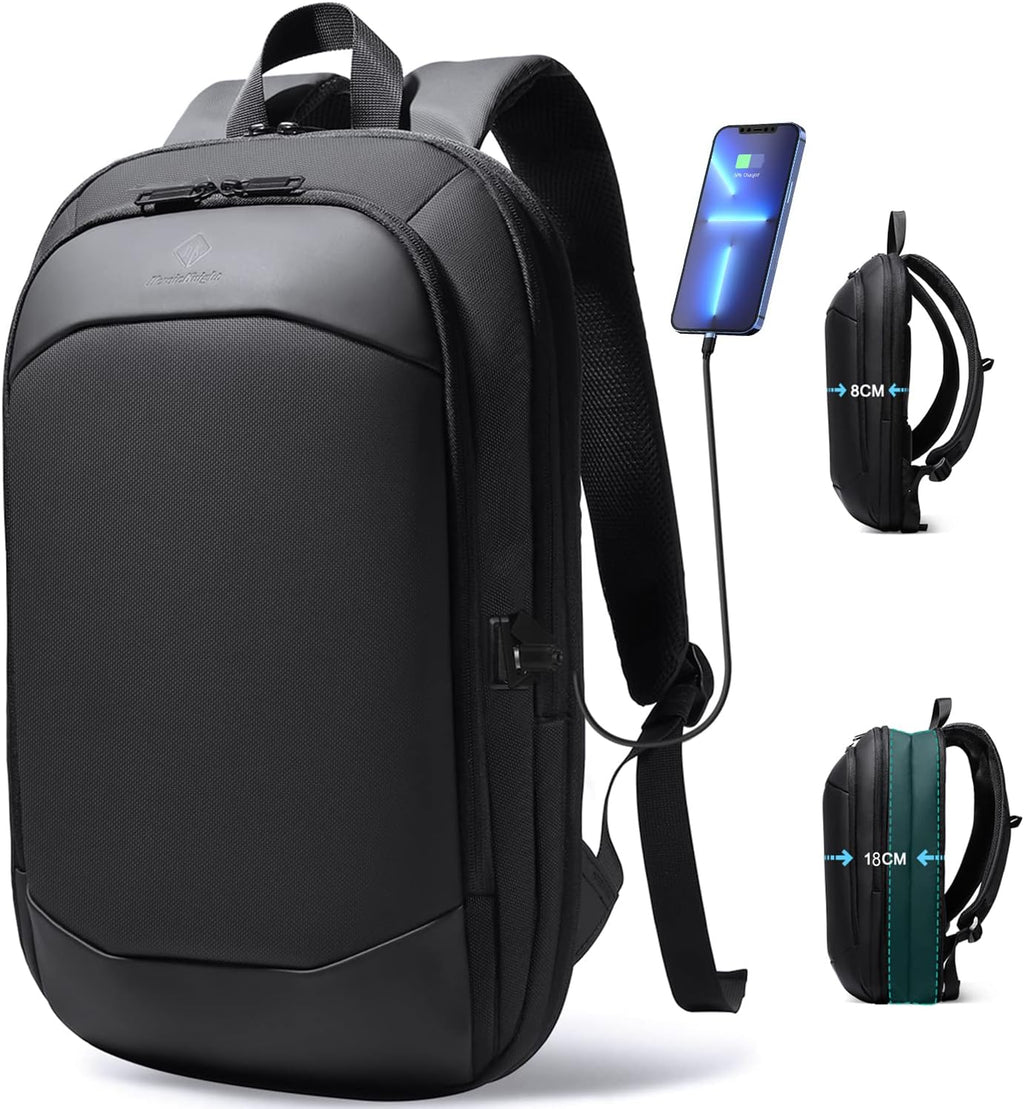 Business Backpack for Men 17 Inch,Slim & Expandable Waterproof Travel Laptop Backpack with USB Charger