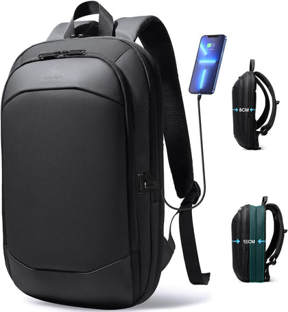 Business Backpack for Men 17 Inch,Slim & Expandable Waterproof Travel Laptop Backpack with USB Charger