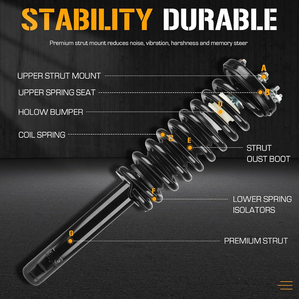 Front Struts Shock Absorber Sway Bar Links Kit Fit for Honda Accord 2003 2004 2005 2006 2007, Replace 172123L 172123R K90660 K90661 (4Pcs)