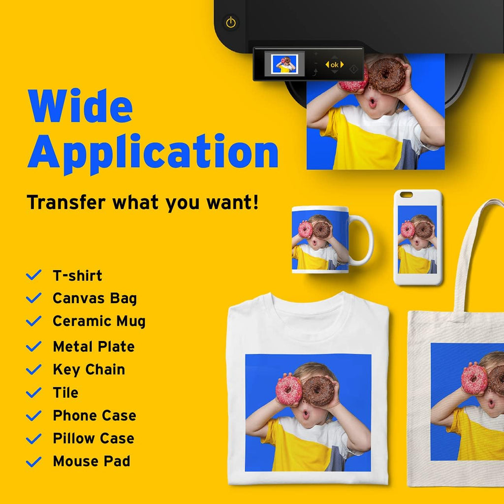 Sublimation Paper - Heat Transfer Paper 100 Sheets 8.3" x 11.7" for Any Epson HP Canon Sawgrass Inkjet Printer with