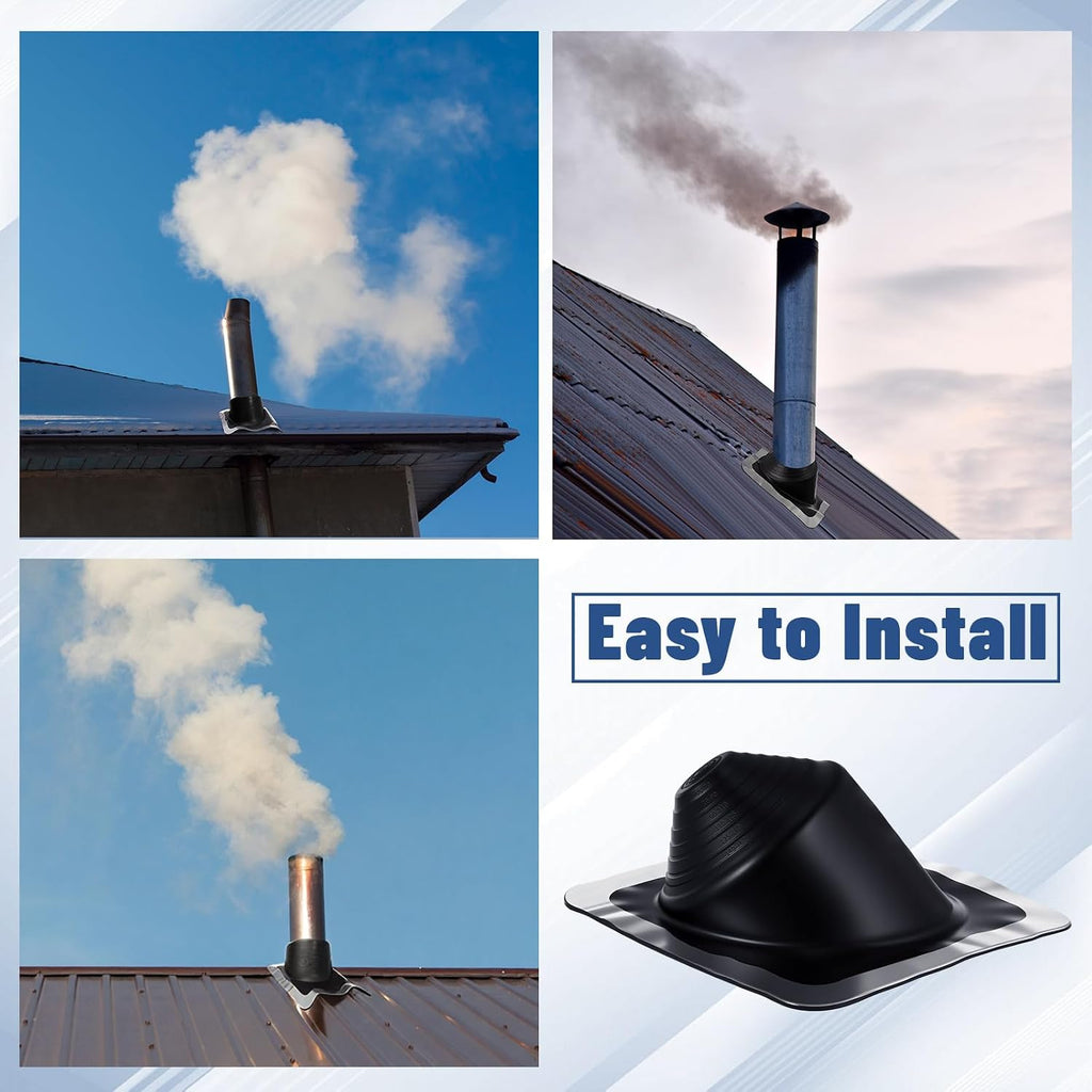1 Pcs Black Epdm Square High Pitch Roof Flashing for Chimney Pipe