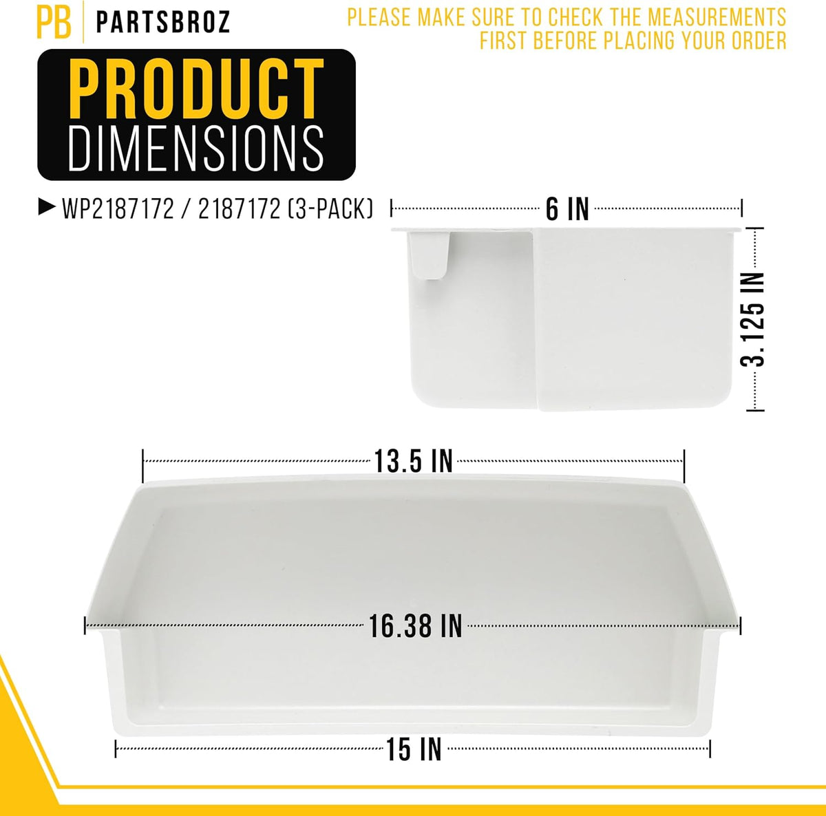 Refrigerator Door Shelves for Whirlpool ED5KVEXVB01 (3-Pack)