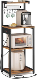 4-Tier Kitchen Bakers Rack with Power Outlet, 17.7-Inch Wide