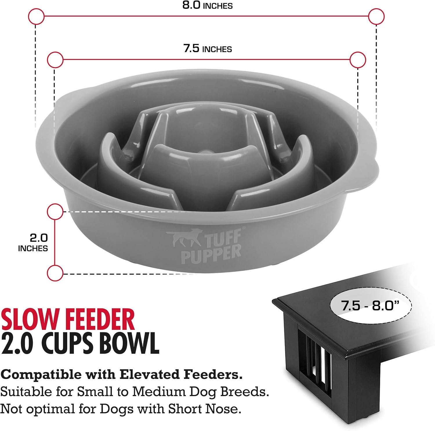 Slow Feeder Insert Bowl | Puzzle Maze Slows Down Eating | Elevated Feeder Tray Bowls | Standalone Dog Bowl | Pet