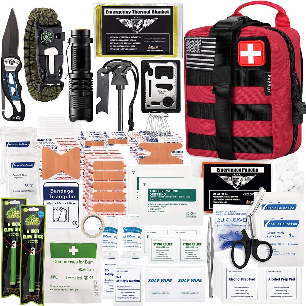 250 Pieces Survival First Aid Kit IFAK EMT Molle Pouch Survival Kit Outdoor Gear Emergency Kits Trauma Bag for
