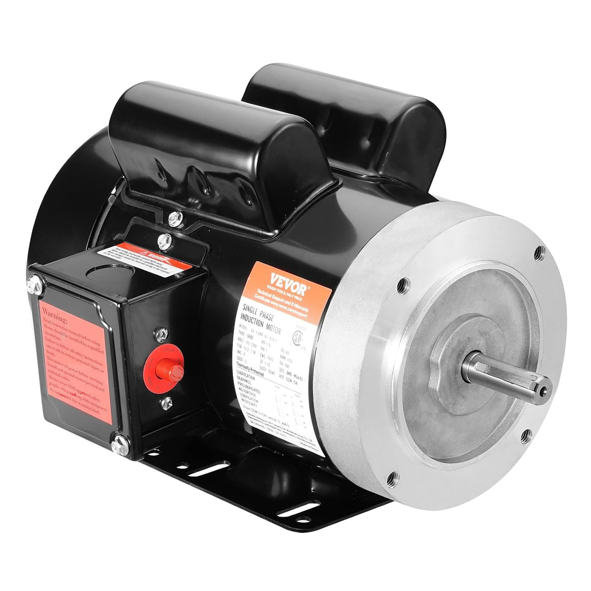 VEVOR 1.5HP Electric Motor 1725 RPM, AC 115V/230V, 56C Frame, Air Compressor Motor Single Phase, 5/8" Keyed Shaft, CW/CCW R