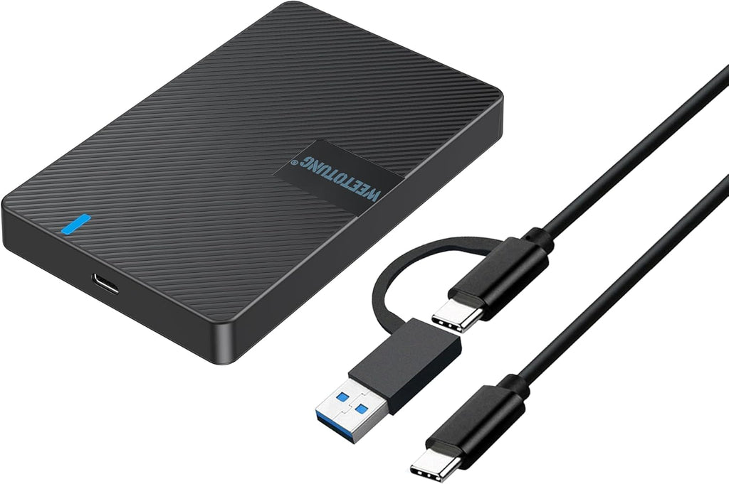 USB-C External Hard Drive Enclosure 2.5'' HDD SSD for sata - WEETOTUNG 6Gbps Tool-Free Case Compatible with UASP