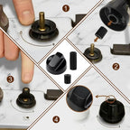 Universal Control Knobs Replacement Kit - 4 Pack Black Oven Control Knobs Replacement with 12 Adapters, Upgraded