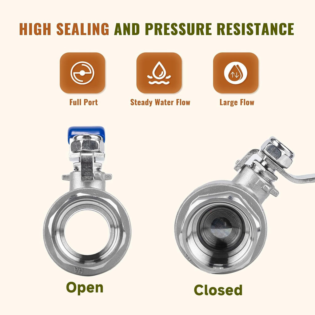 1 inch Ball Valve 2 Pack Full Port Female NPT Thread Shut Off Valve