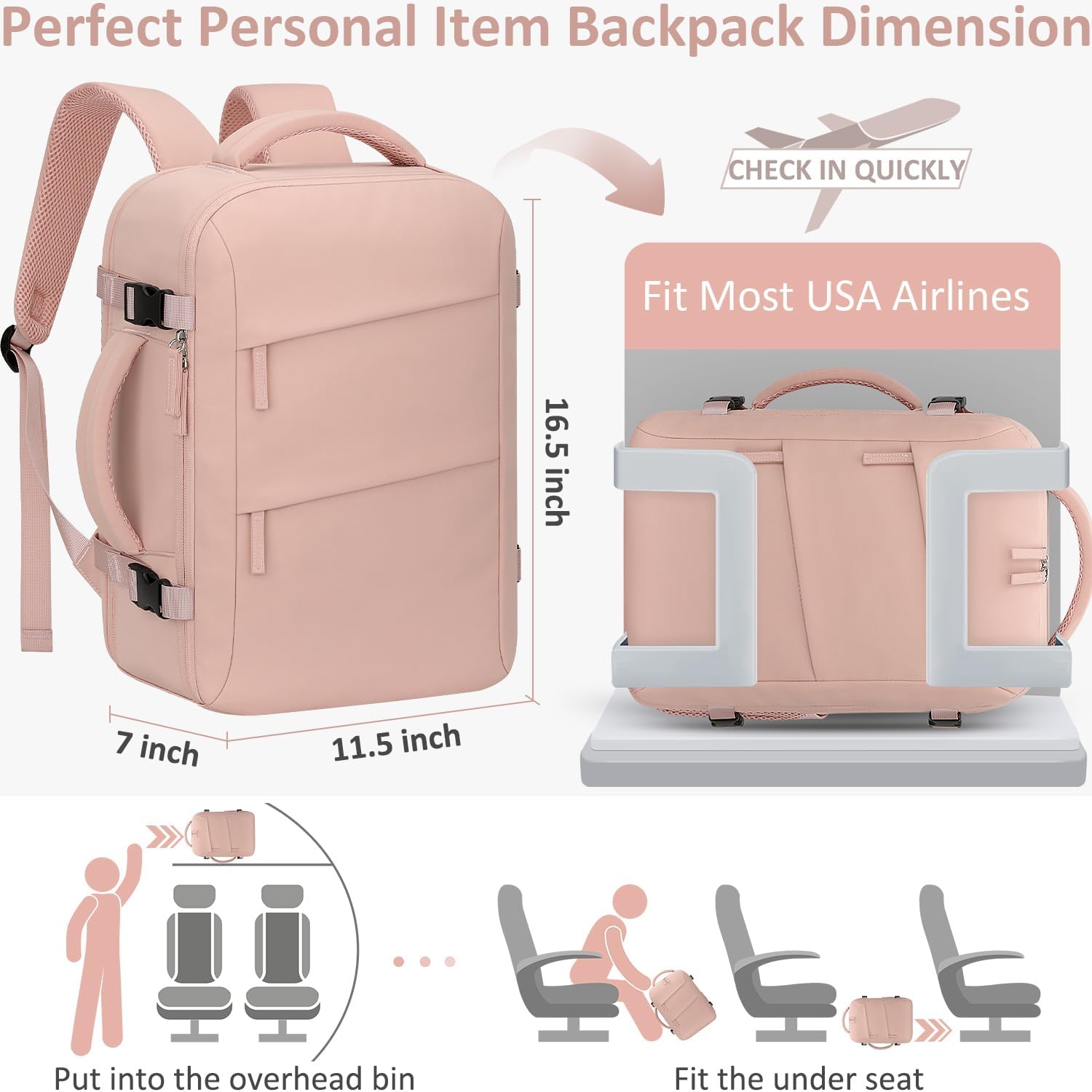 Carry on Backpack for Women TSA Approved 15.6 Inch Travel Laptop Backpack for Women Travel Essentials Womens Travel