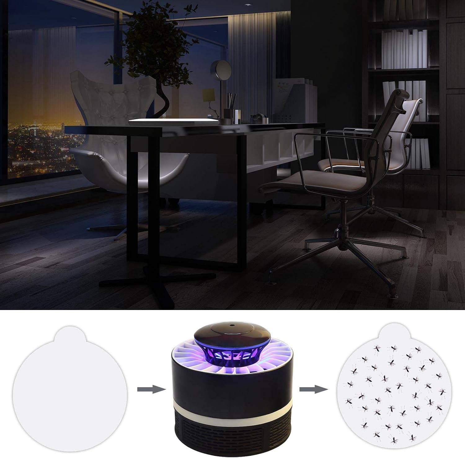 Round Insect Trap Refillable Glue Boards Sticky | Fruit Fly Trap Mosquito Fly Killer for Mosquitoes Fruit Flies Gnats