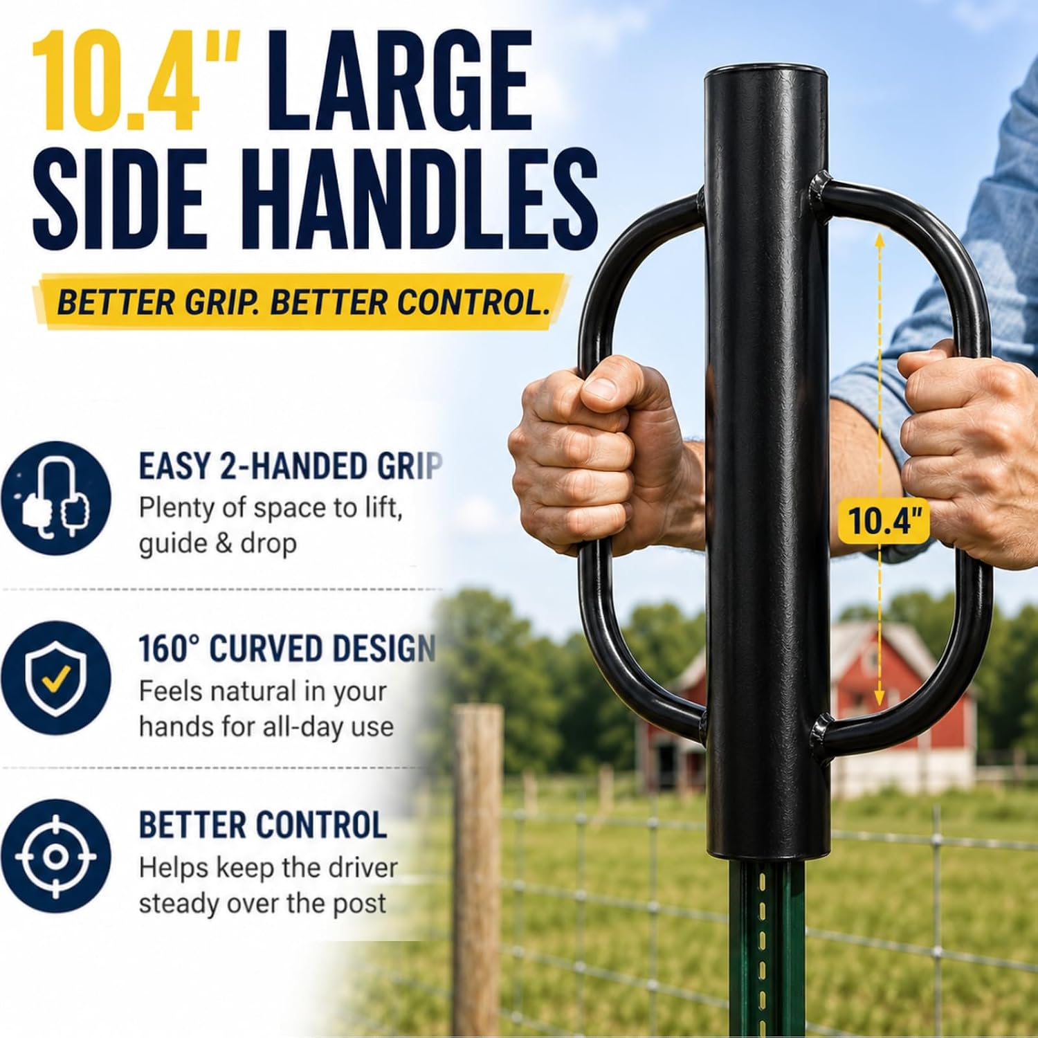Fence Post Driver, 19 lb T-Post Pounder, Detachable 32 in, Dual Handles