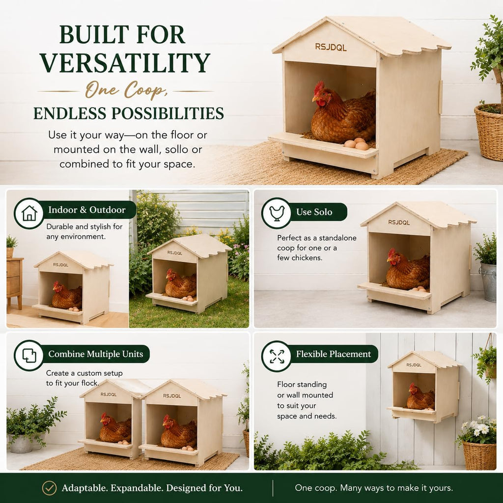 Chicken Nesting Boxes for Laying Hens w/Habitat& Removable Liner - Durable Nesting Boxes Prevent Breakage