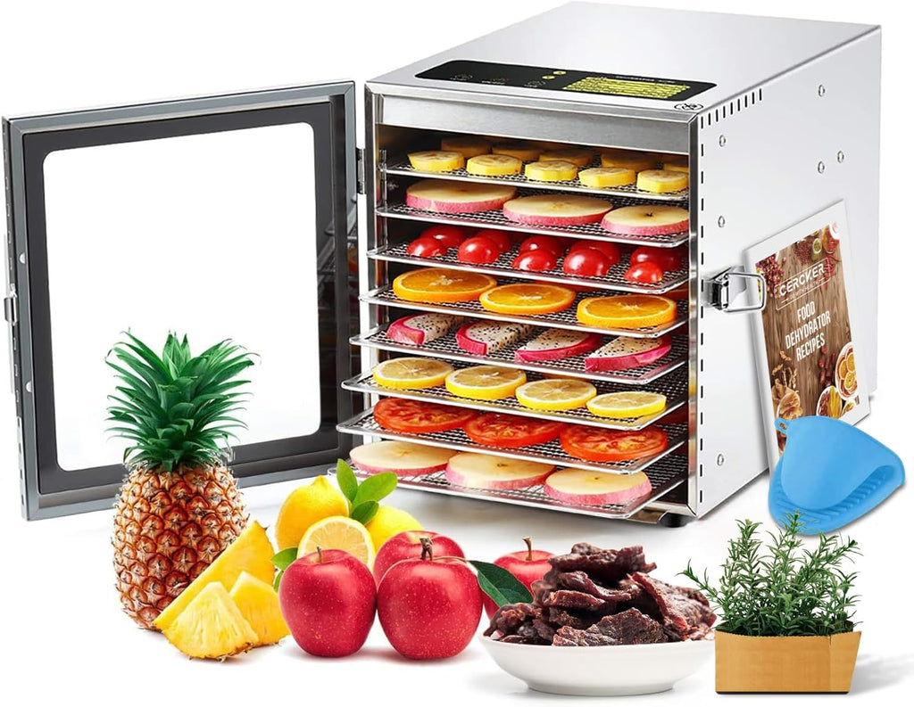 Food-Dehydrator Machine 8 Trays 500W Stainless Meat Dehydrator for Beef Jerky