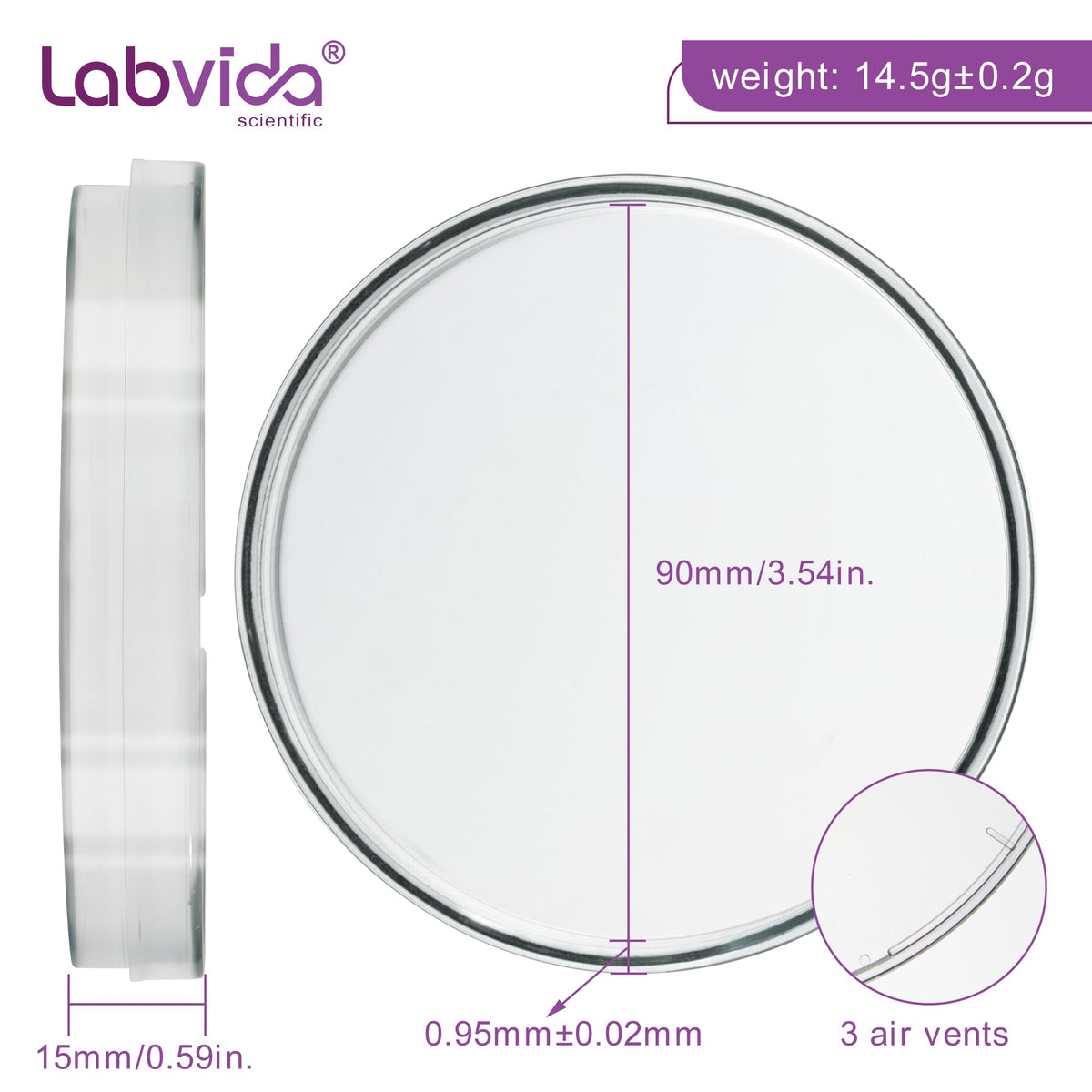 20pcs Plastic Petri Dishes 90x15mm, Inoculating Loops, LVAE002
