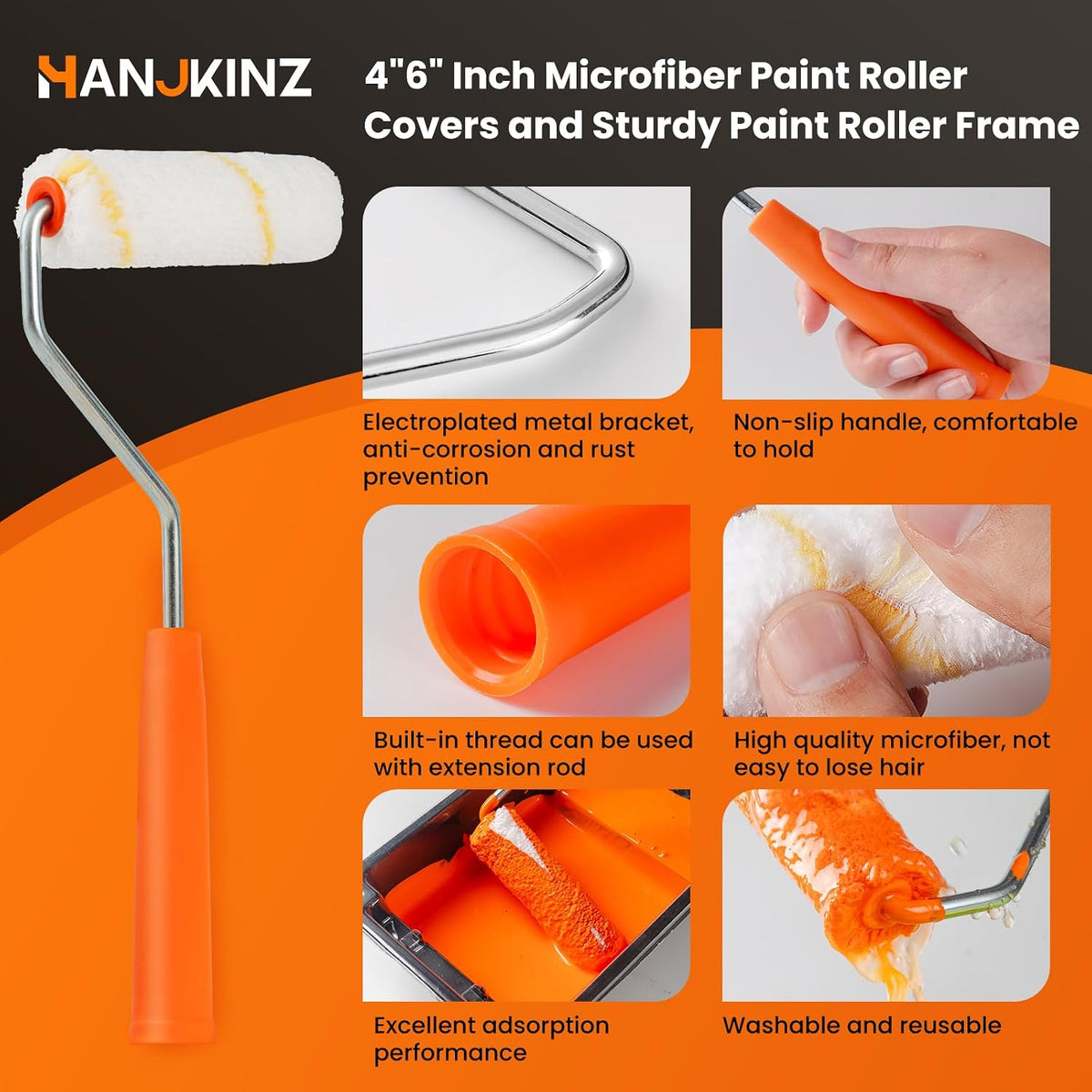 Microfiber Paint Roller, 4 Inch and 6 Inch, 20 Pack