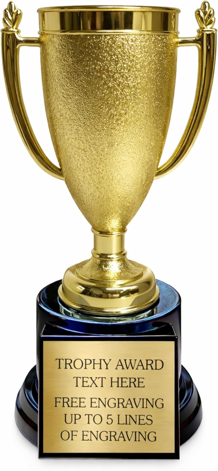 Personalized Trophy Cup with Custom Engraved Plate – 7.5" Gold Award Cup Trophy – Custom Engraving for Team Awards