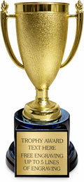 Personalized Trophy Cup with Custom Engraved Plate – 7.5" Gold Award Cup Trophy – Custom Engraving for Team Awards