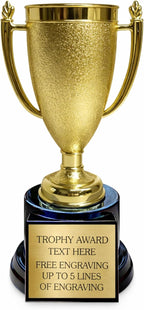 Personalized Trophy Cup with Custom Engraved Plate – 7.5" Gold Award Cup Trophy – Custom Engraving for Team Awards