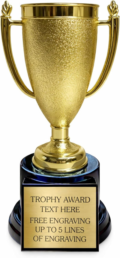 Personalized Trophy Cup with Custom Engraved Plate – 7.5" Gold Award Cup Trophy – Custom Engraving for Team Awards