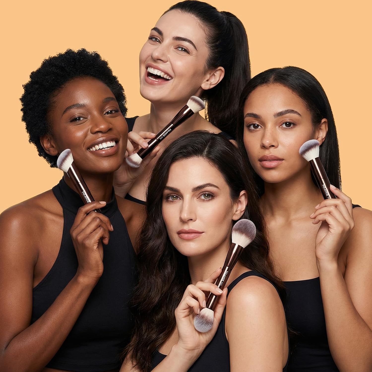 4 PCS Foundation Makeup Brush Set Double-ended Kabuki Contour Brush for Liquid Powder Concealer Cream Cosmetics