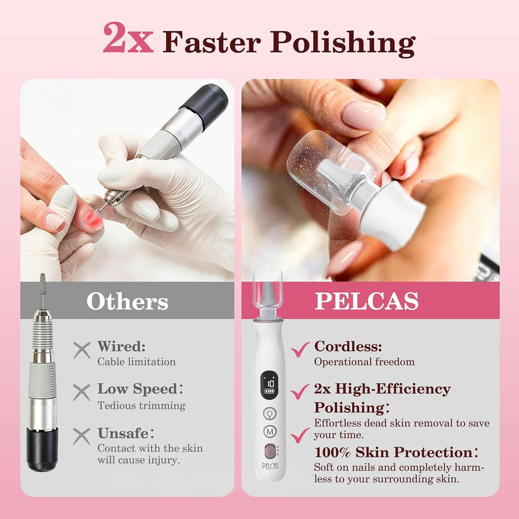 Electric Nail File, 10 Speeds Cordless Nail Drill with LED Light