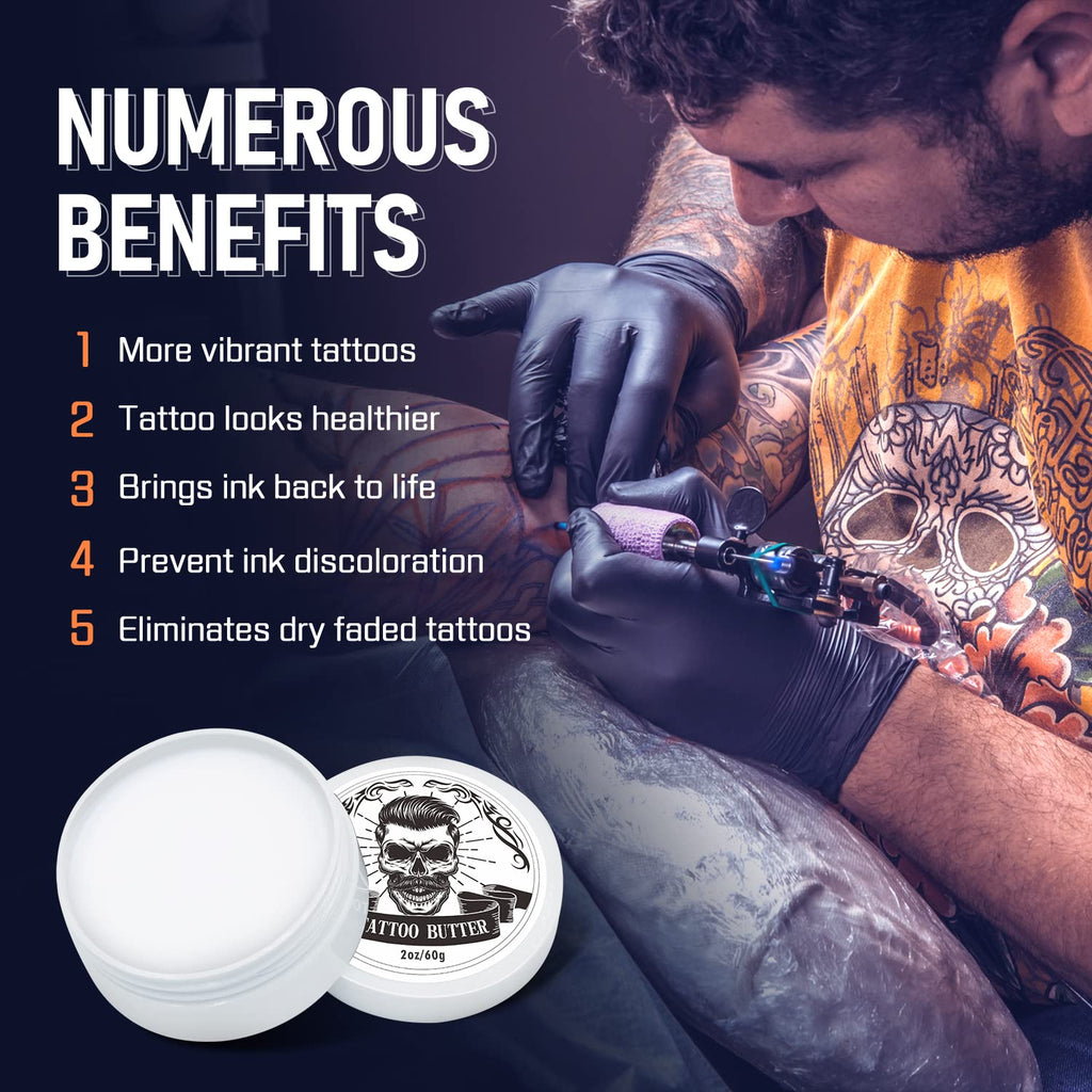 Tattoo Butter Aftercare Cream, Tattoo Care Balm for Before, During, After Tattoo Process, Safe, Natural Tattoo