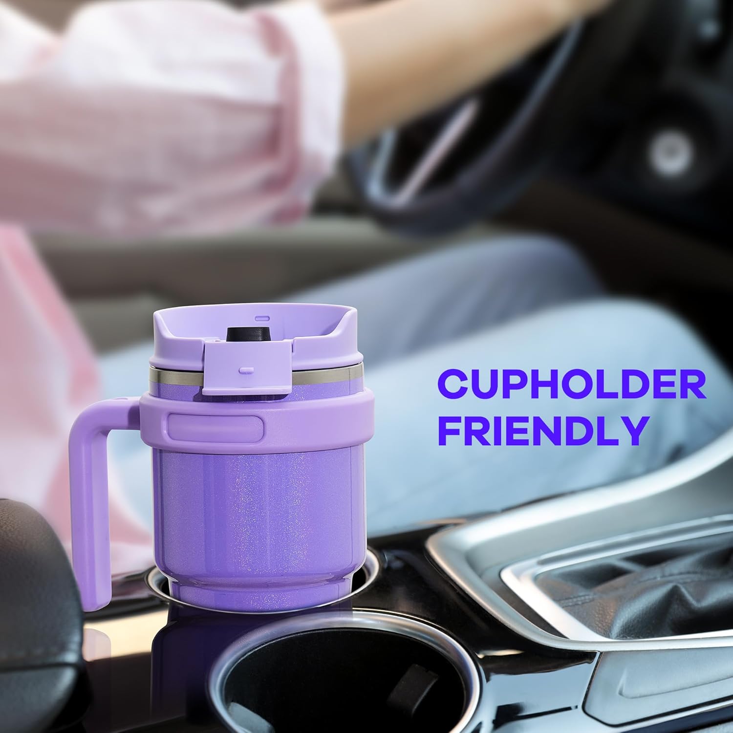 20 oz Insulated Travel Coffee Mug Tumbler with Handle and Straw | Leakproof Stainless Steel Coffee Cup with Lid