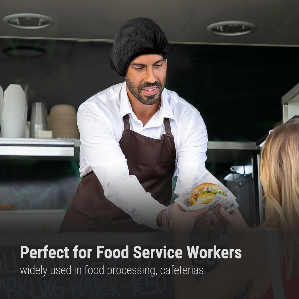 [100 Count] 2X Heavy Duty 21" Black Hair Nets For Food Service Workers.
