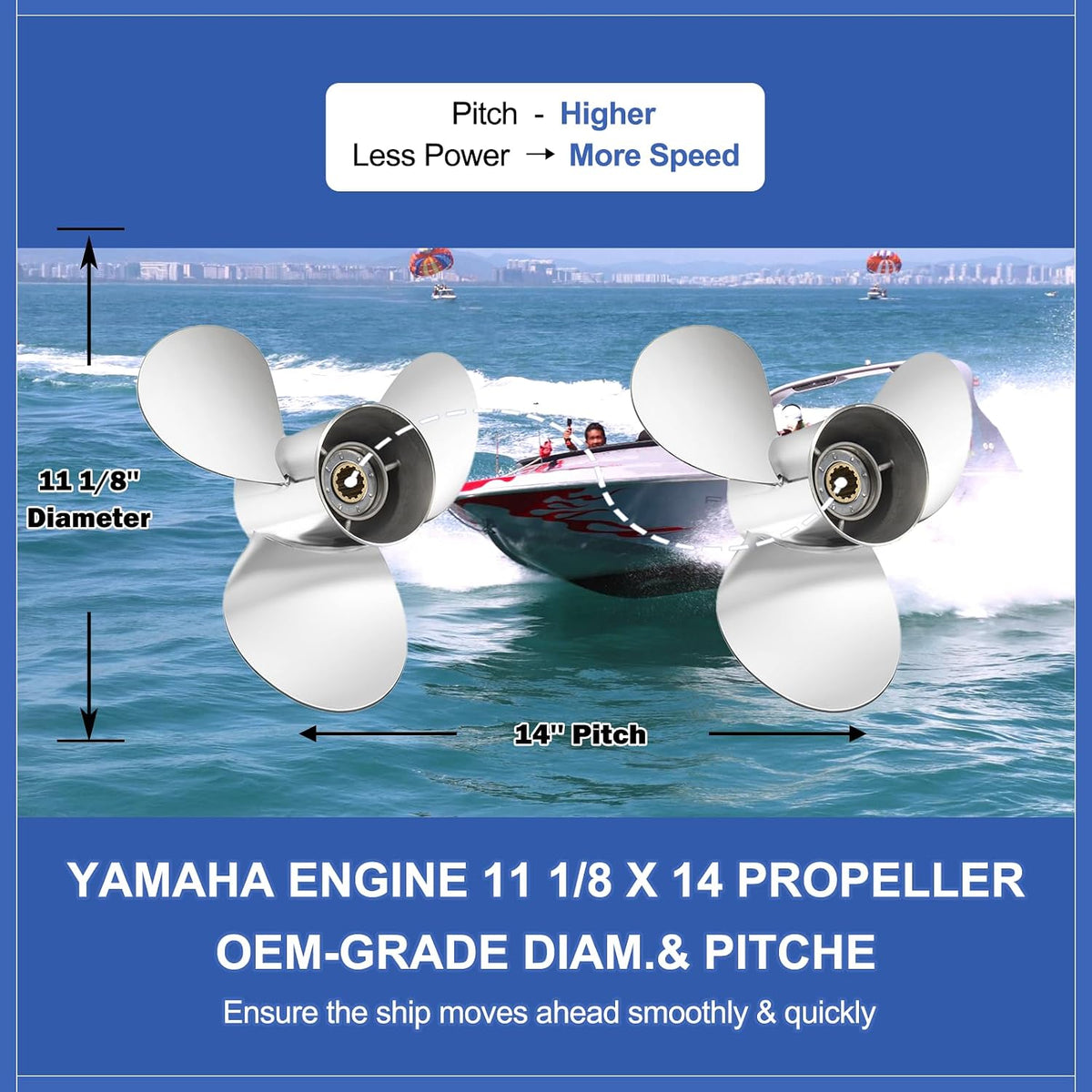 FYMP 13P 14P 12P 11P Boat Propeller for Yamaha 40-60HP 13 Spline RH