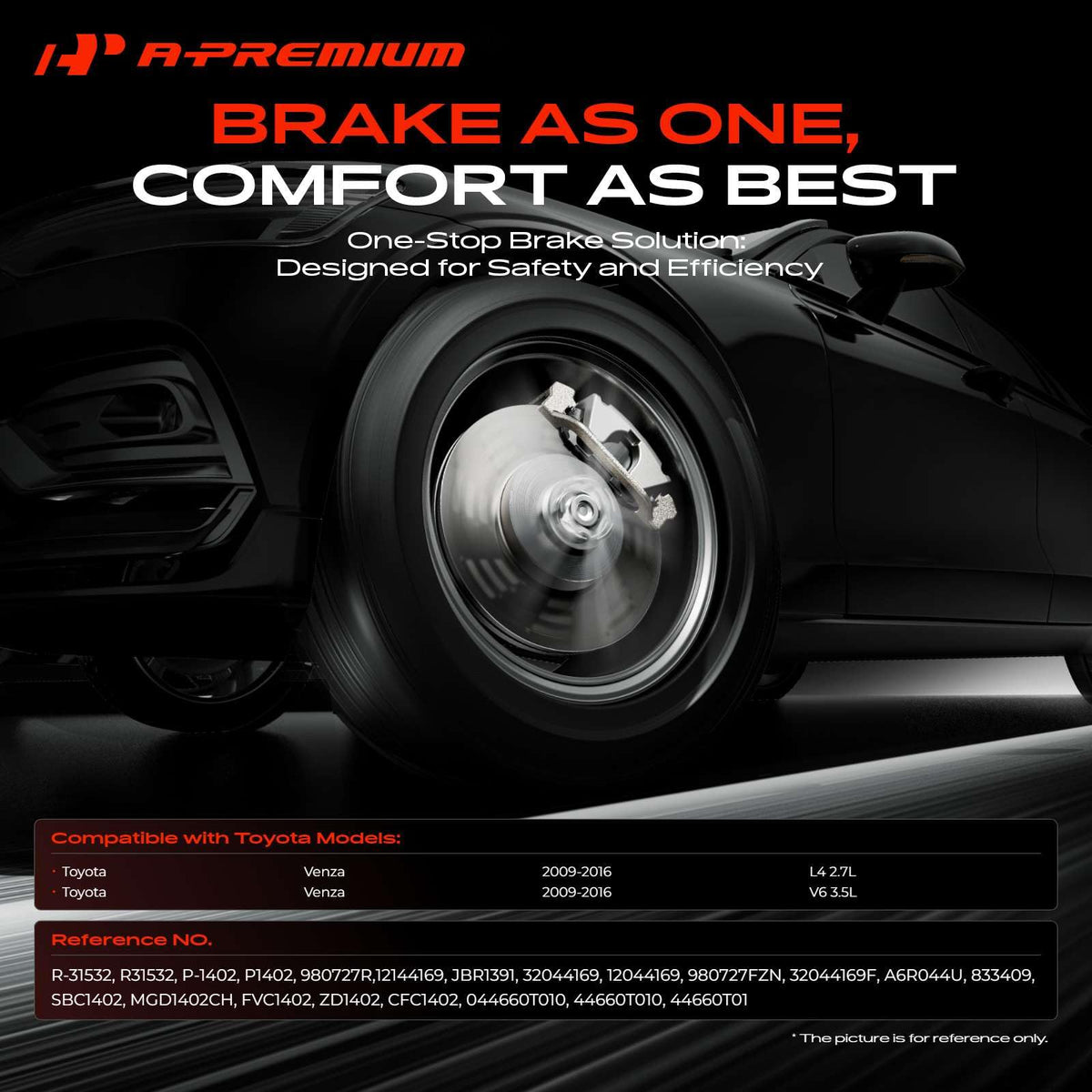 A-Premium 11.72 inch (297.8mm) Rear Solid Brake Rotors and Ceramic Pads Kit